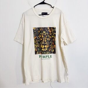 Purple Brand lion ambush white mens short sleeve tee shirt